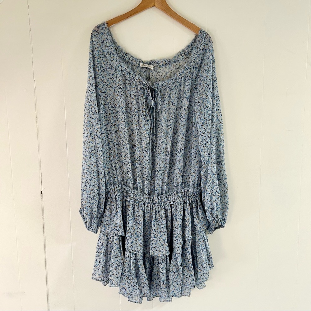 Love Shack Fancy Popover Dress in Blue Floral sz M